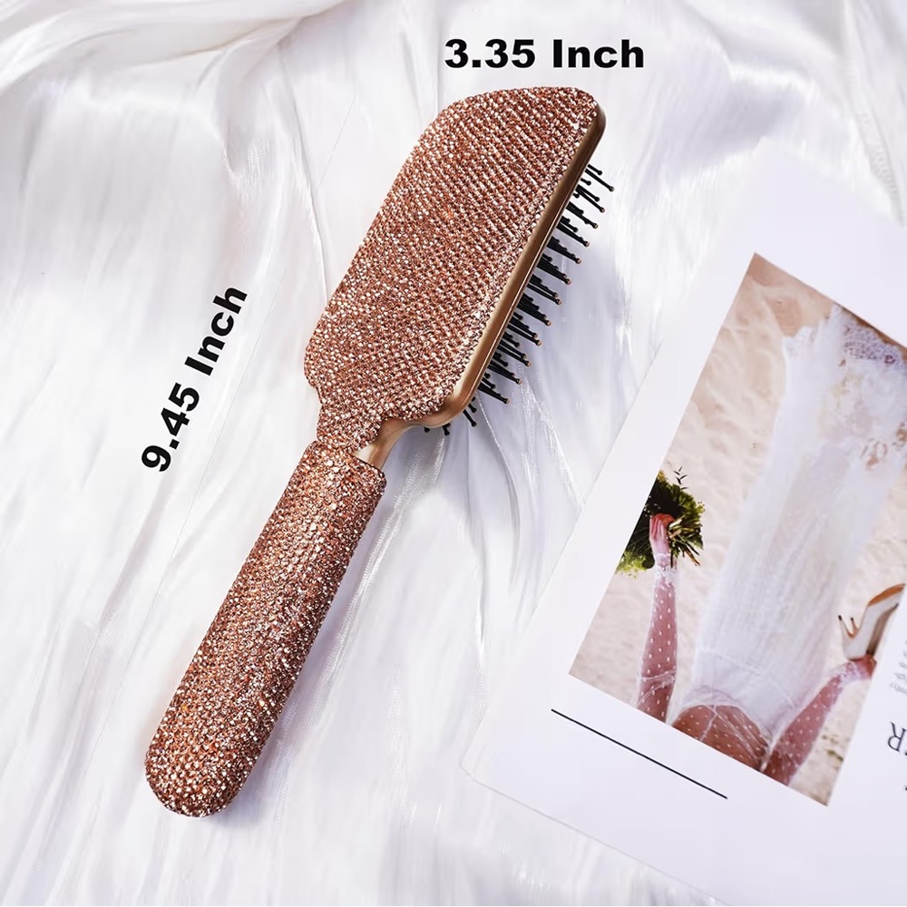 NWT Sparkling Bling Swarovski Crystal Rhinestone Hair Brush + Gift - Picture 4 of 8